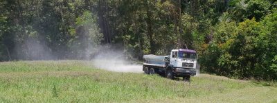 Spreading lime on a paddock