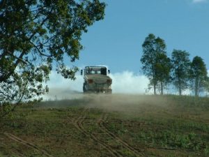 Spreading Lime On Steep Country